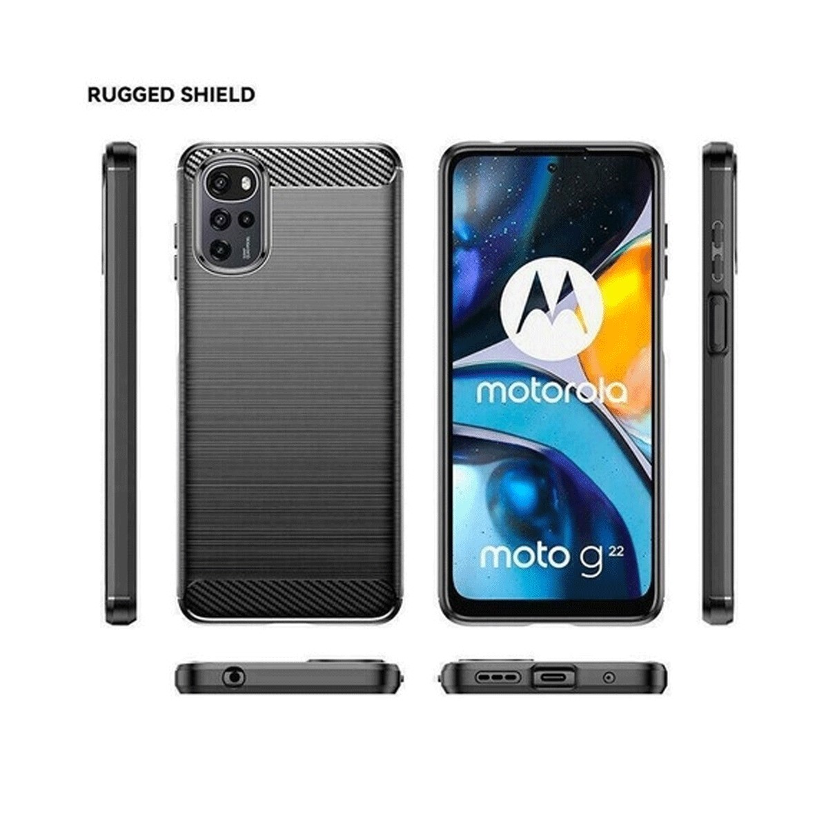 Protectores para celular  para Motorola  Moto G22 Funda de tpu fibra de carbono Negro